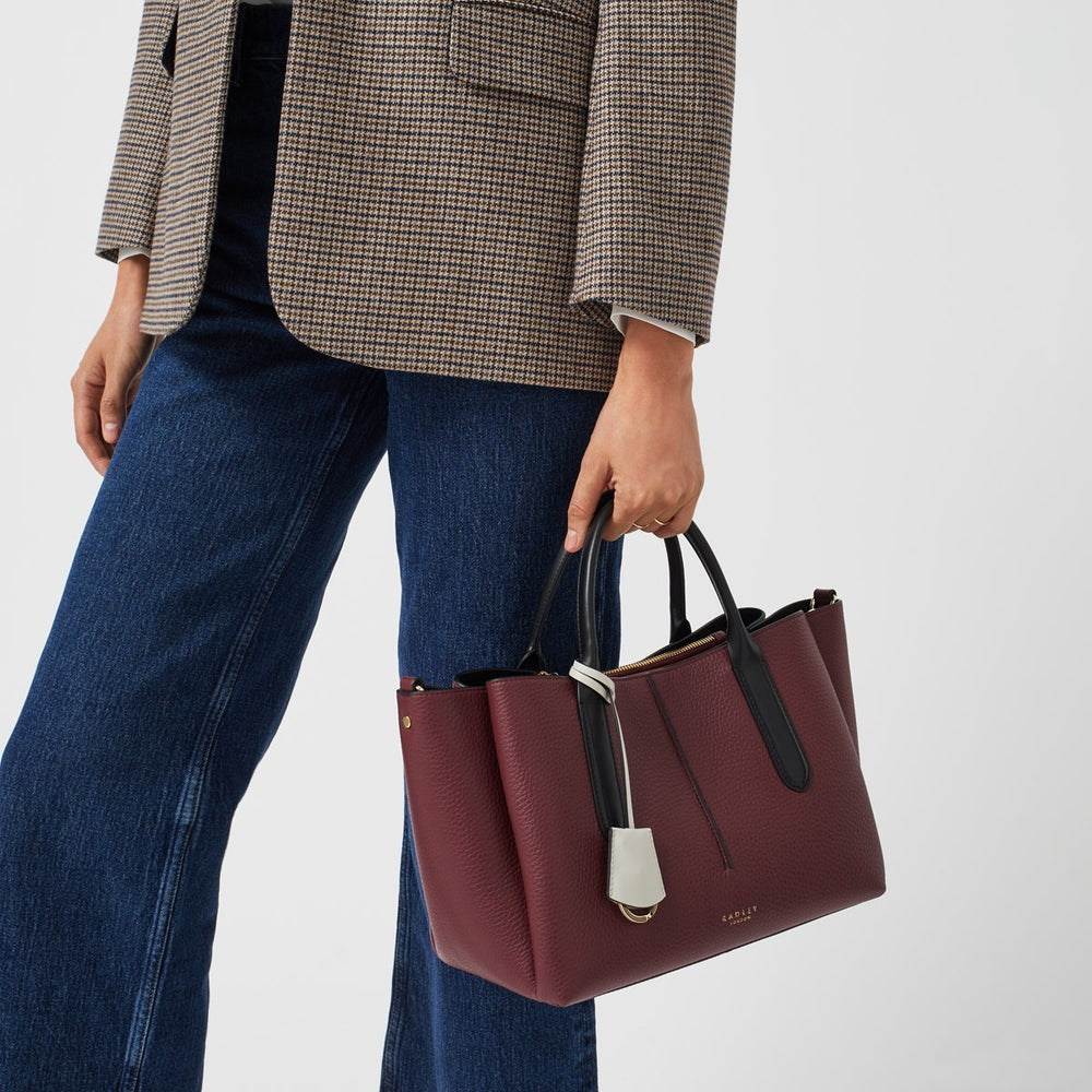 Hillgate Place Leather Medium Satchel Multiway Bag in Dark Cherry - H7877609