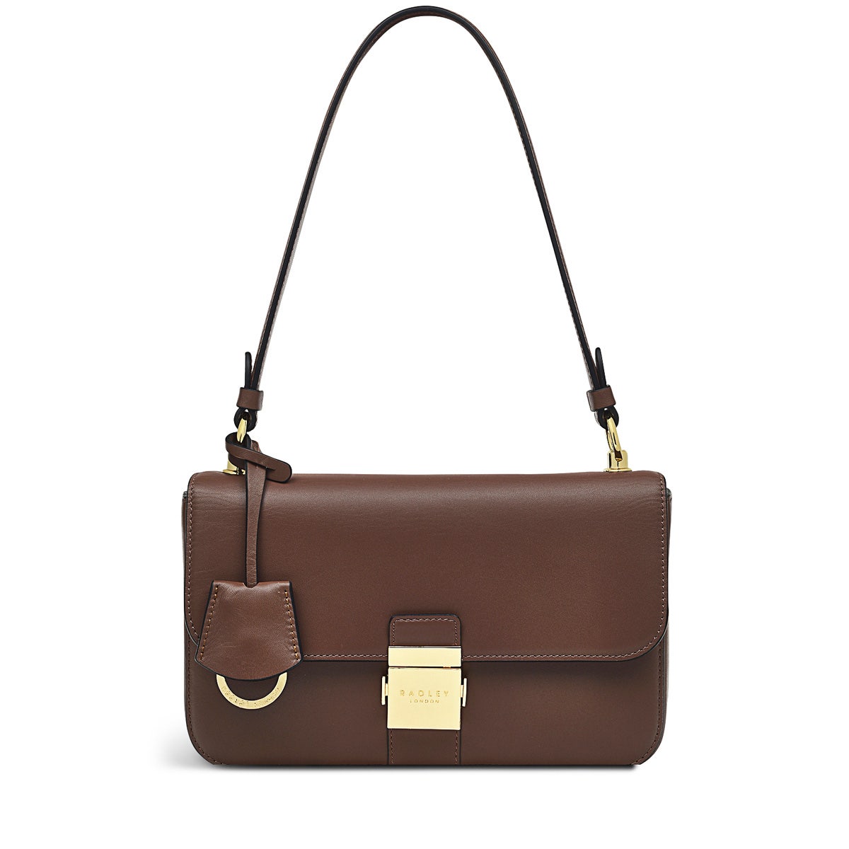Hanley Close Leather Medium Flapover Shoulder Bag in Walnut - H7881208