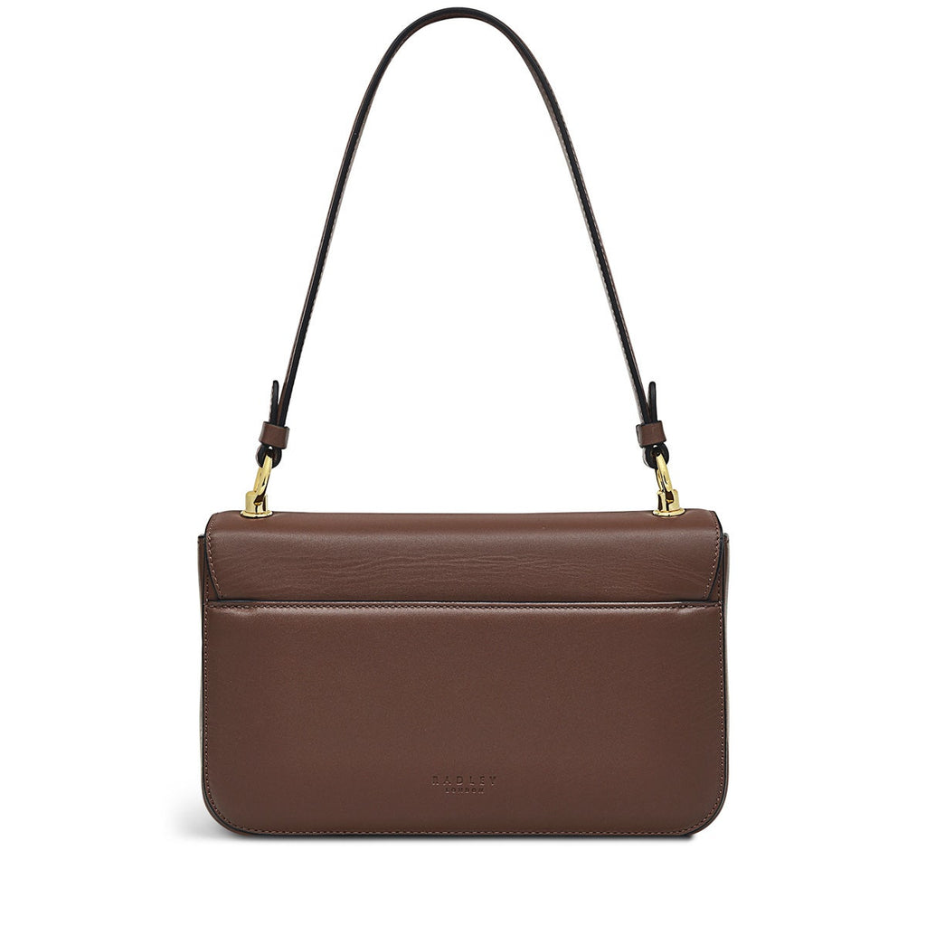 Hanley Close Leather Medium Flapover Shoulder Bag in Walnut - H7881208