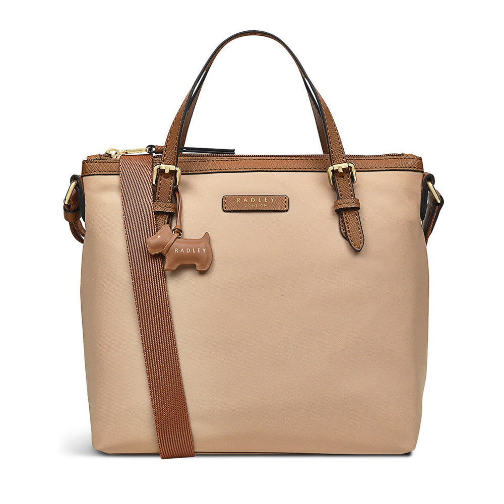 Montague Street Fabric Medium Ziptop Satchel Bag in Biscuit - H7975293