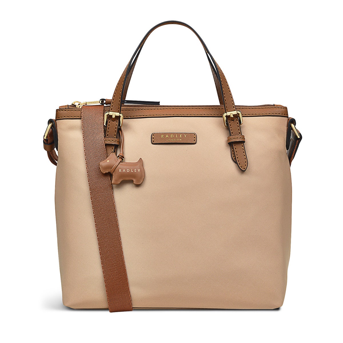 Montague Street Fabric Medium Ziptop Satchel Bag in Biscuit - H7975293