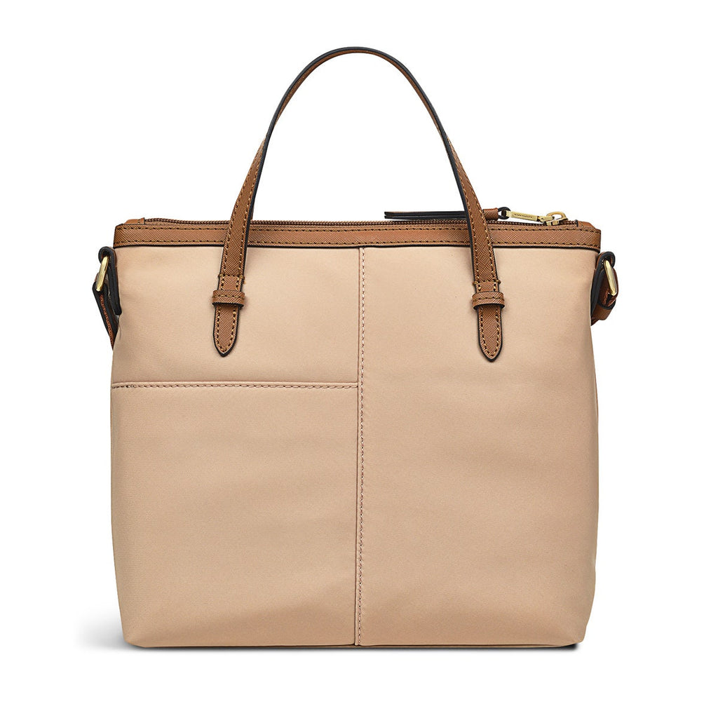 Montague Street Fabric Medium Ziptop Satchel Bag in Biscuit - H7975293