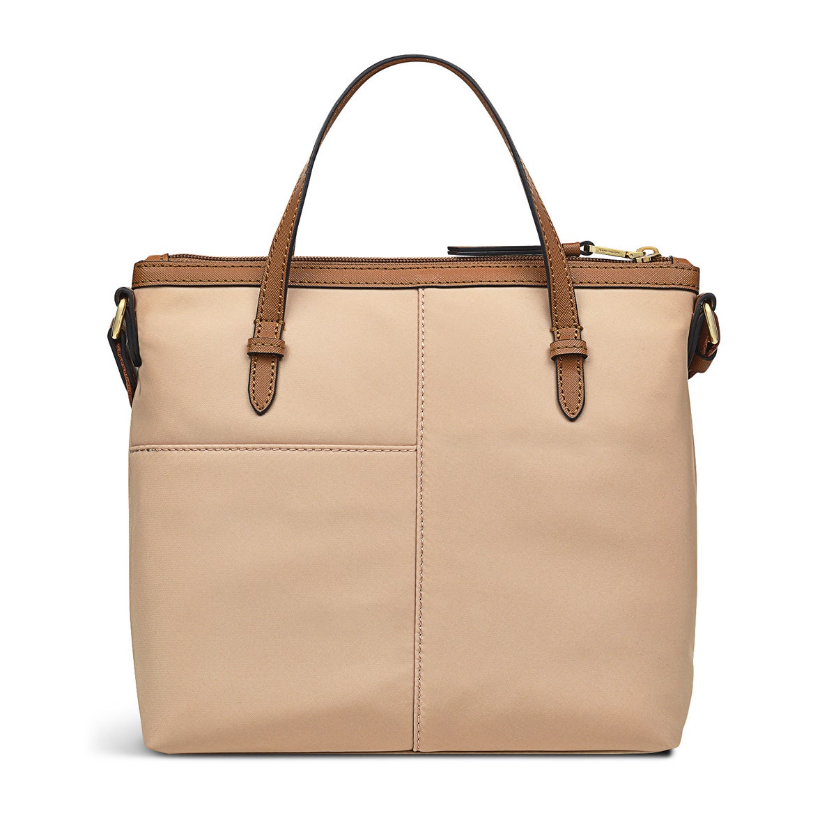 Montague Street Fabric Medium Ziptop Satchel Bag in Biscuit - H7975293