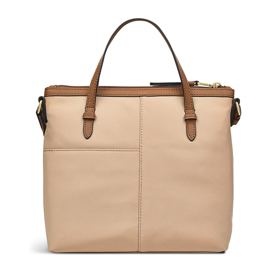 Montague Street Fabric Medium Ziptop Satchel Bag in Biscuit - H7975293