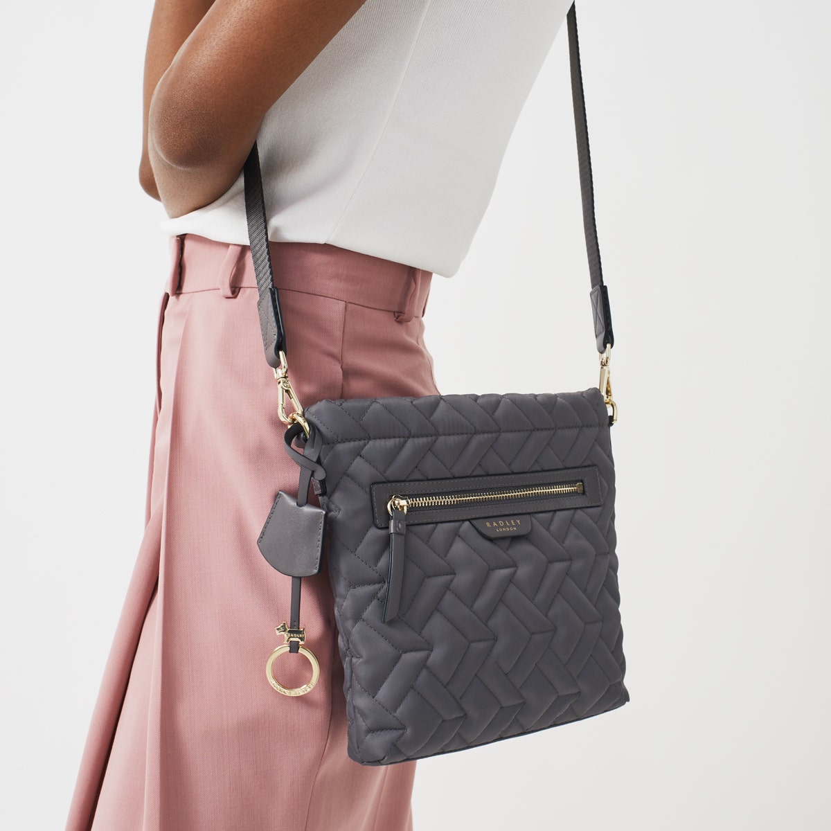 Finsbury Park Fabric Small Ziptop Crossbody Bag in Charcoal - H8186041