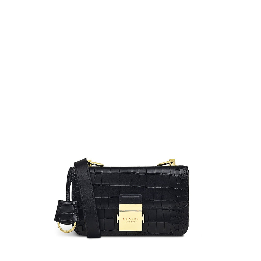Hanley Close Leather Mini Flapover Crossbody Bag in Black - H8207001