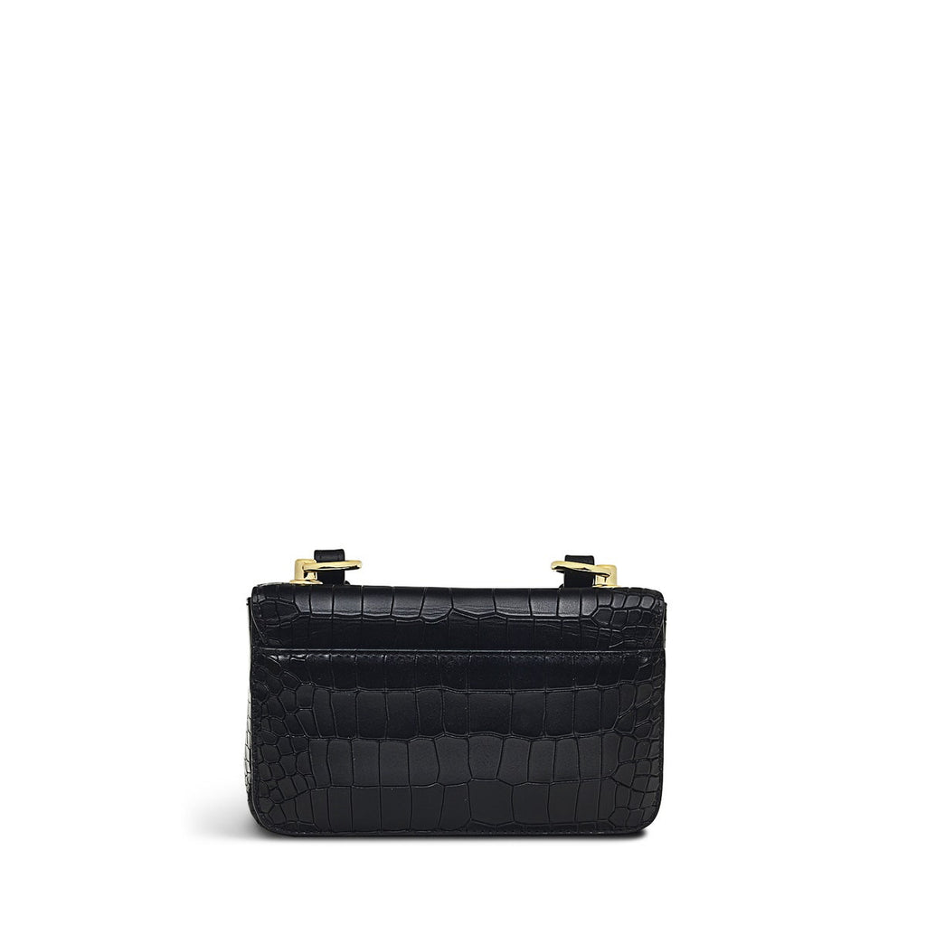 Hanley Close Leather Mini Flapover Crossbody Bag in Black - H8207001