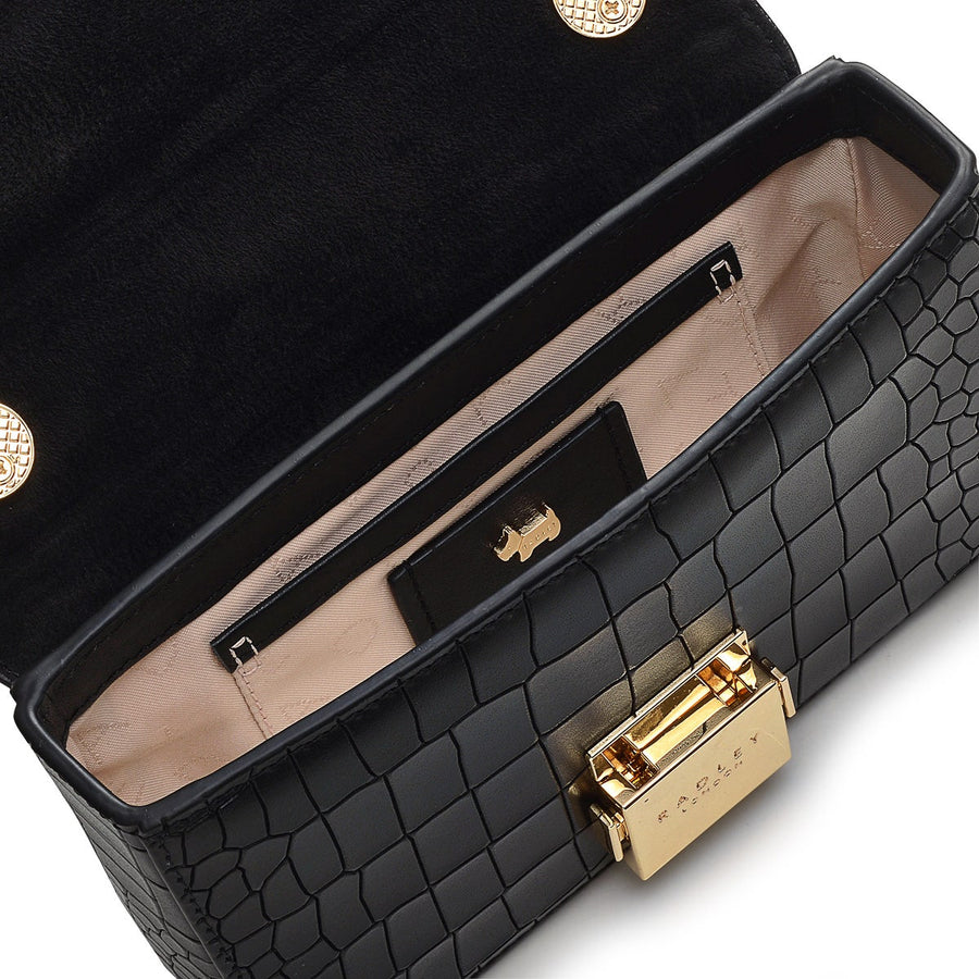 Hanley Close Leather Mini Flapover Crossbody Bag in Black - H8207001