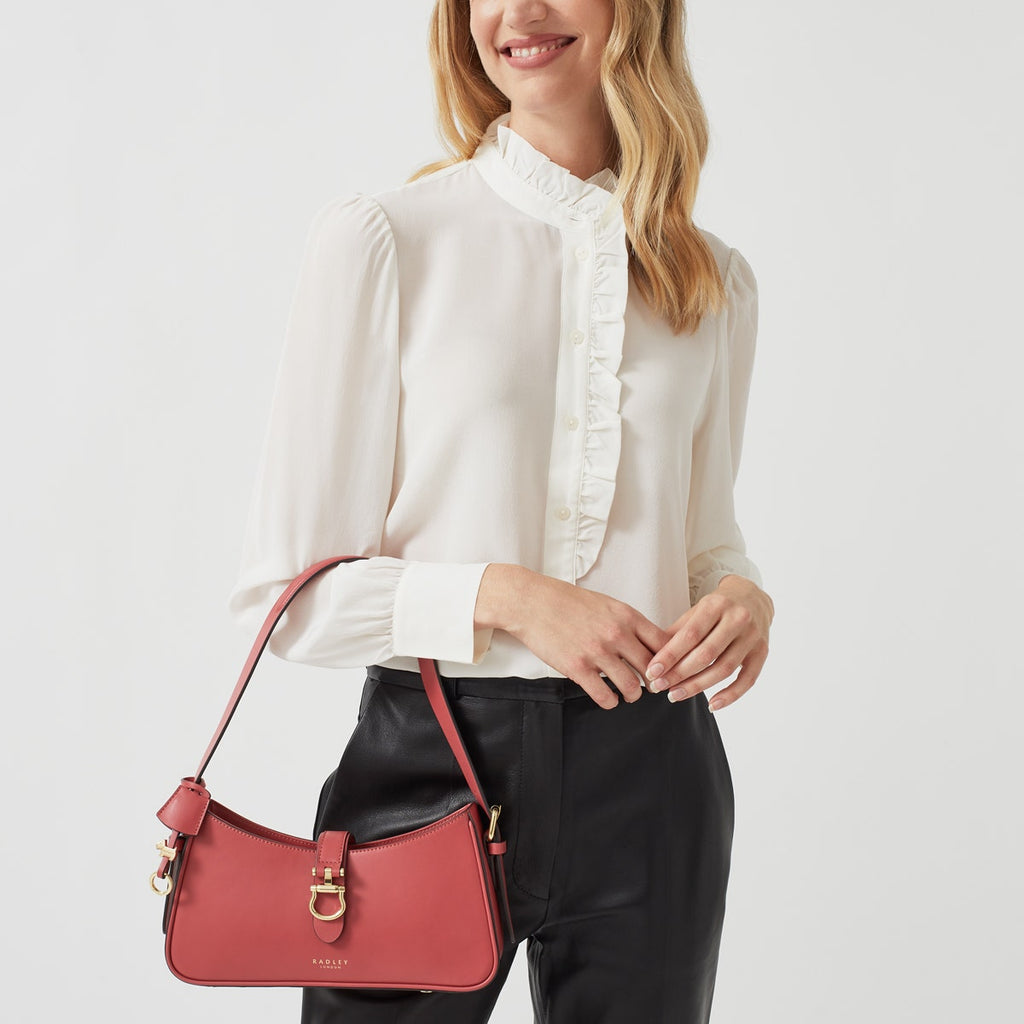 Linden Gardens Leather Medium Ziptop Shoulder Bag in Copper Pink - H8224618