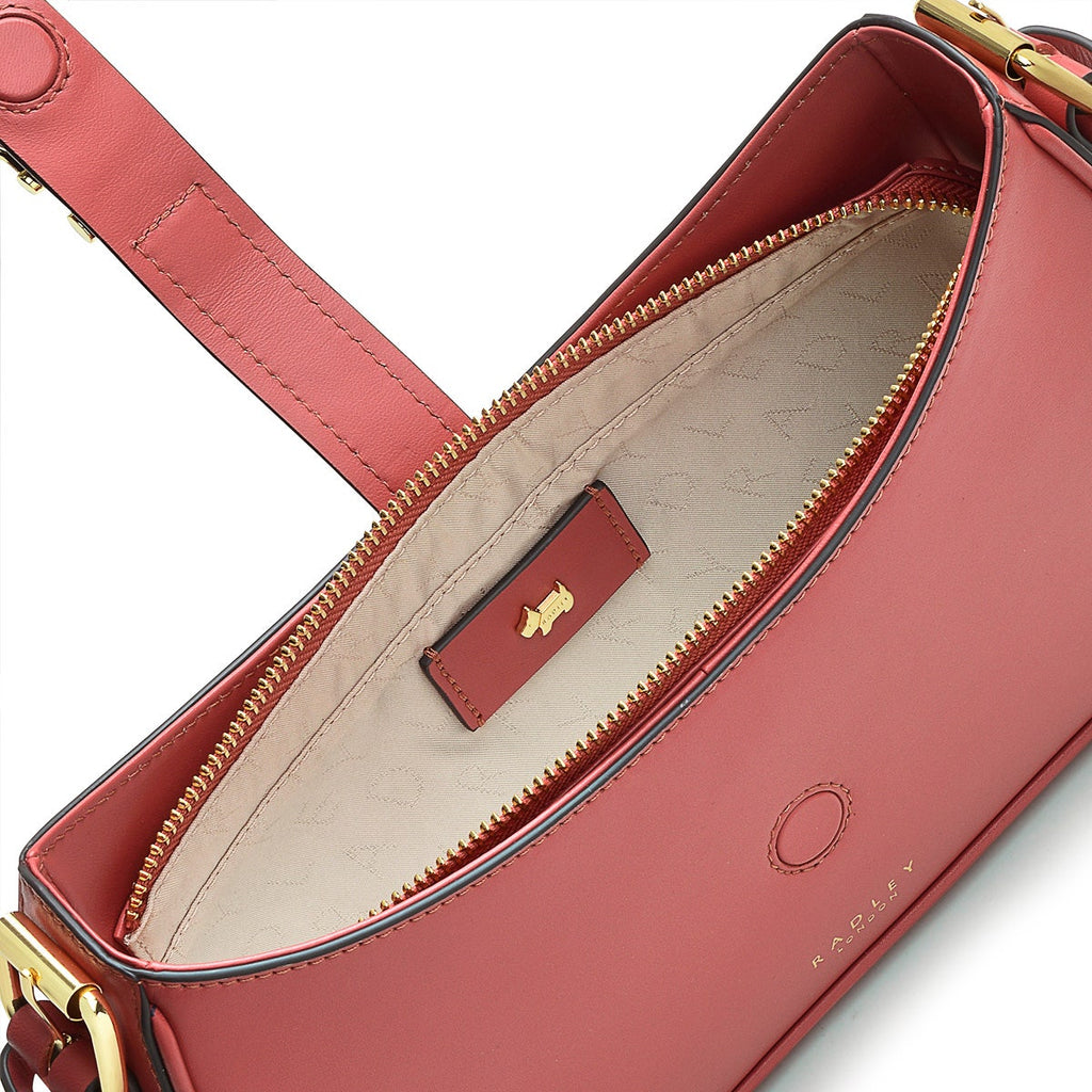 Linden Gardens Leather Medium Ziptop Shoulder Bag in Copper Pink - H8224618