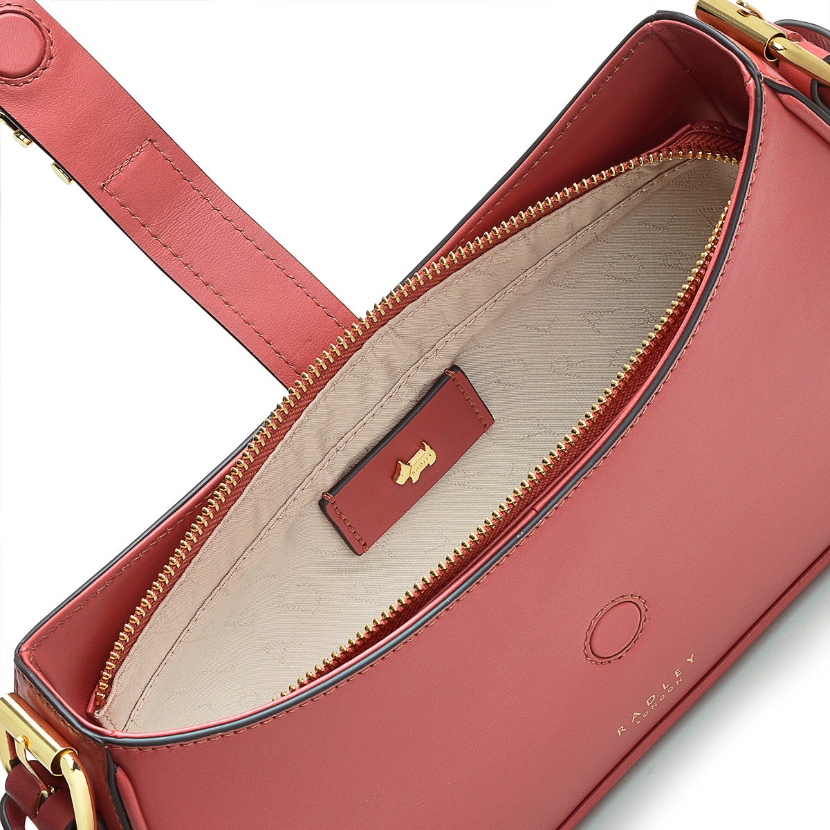 Linden Gardens Leather Medium Ziptop Shoulder Bag in Copper Pink - H8224618