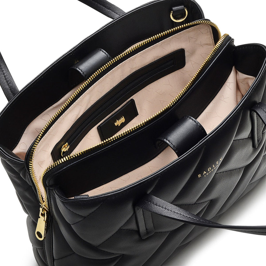 Dukes Place Leather Medium Ziptop Grab Bag in Black - H8255001