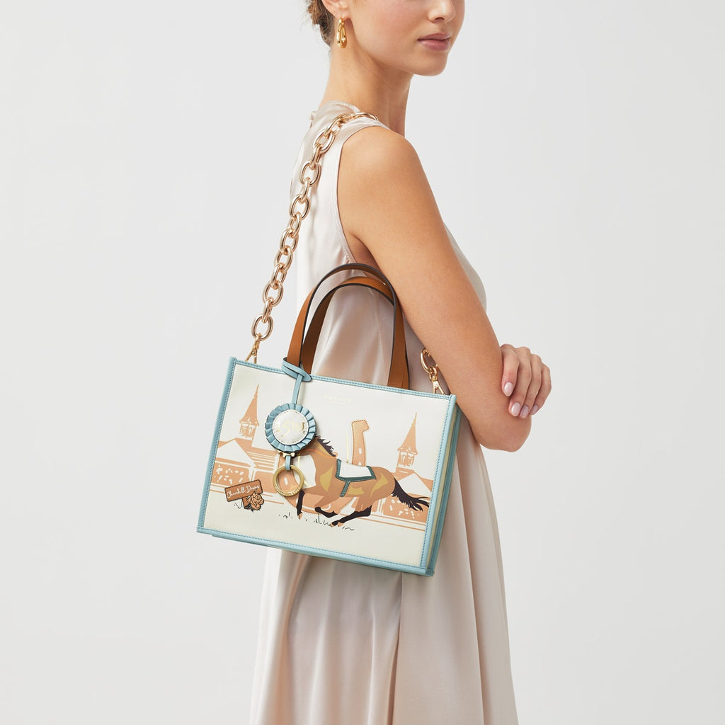 Kentucky Derby SS24 Fabric Small Open Top Grab Bag in Chalk - H8306109