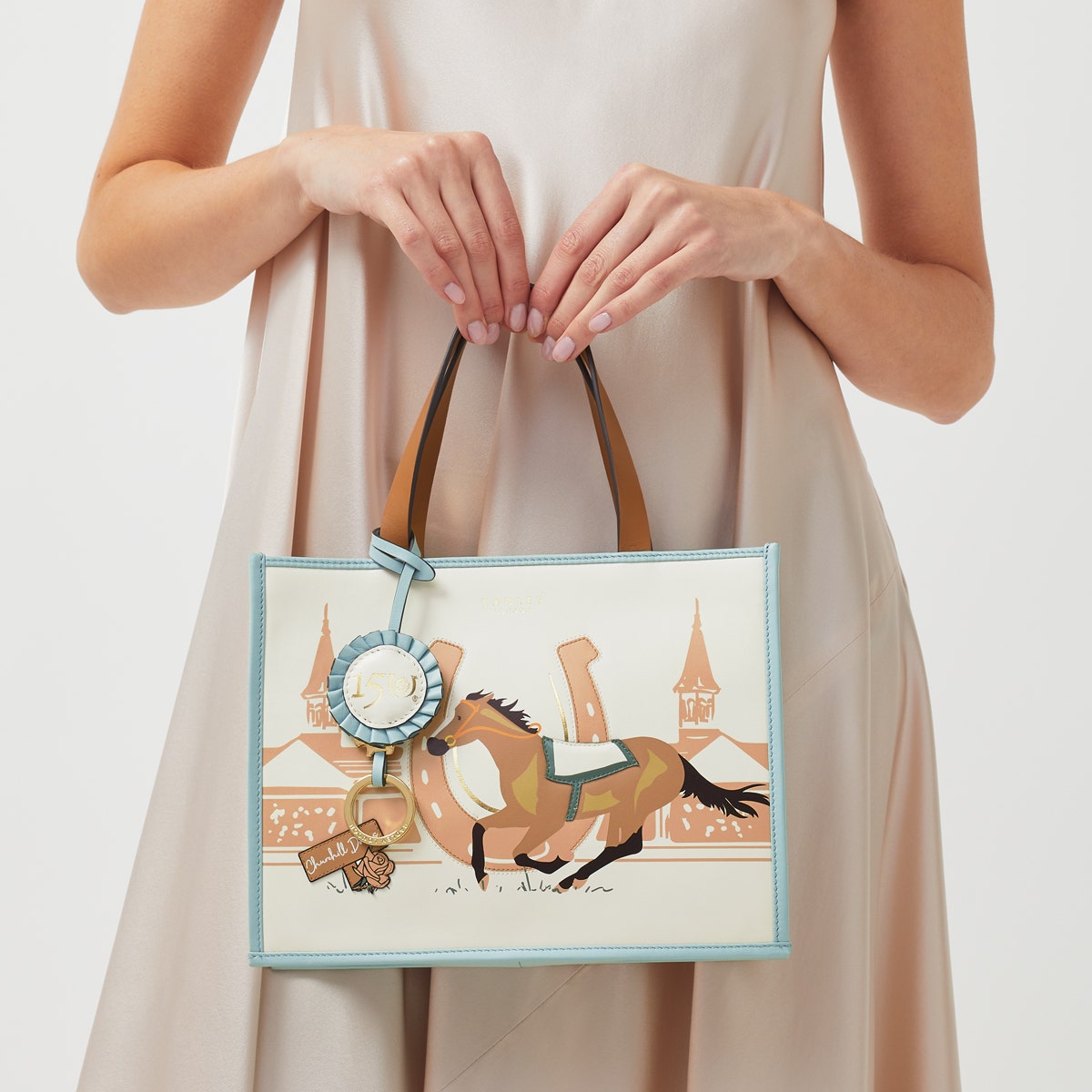 Kentucky Derby SS24 Fabric Small Open Top Grab Bag in Chalk - H8306109