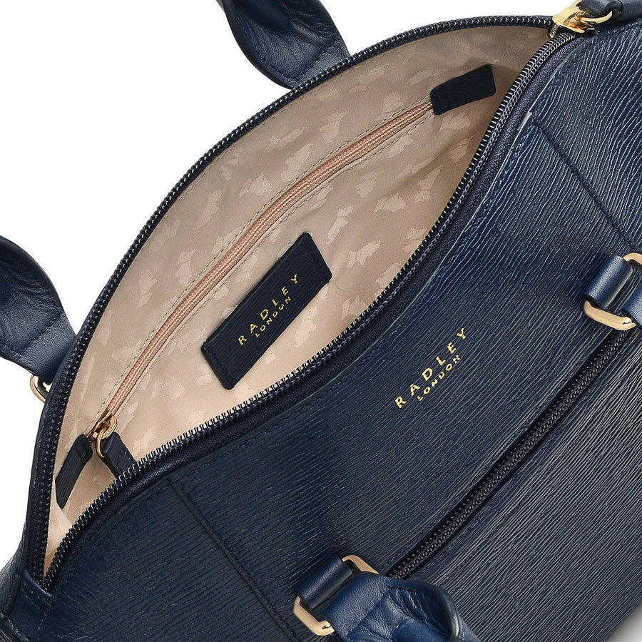 Hamilton Way Leather Medium Ziptop Shoulder Bag in Ink - H8773401