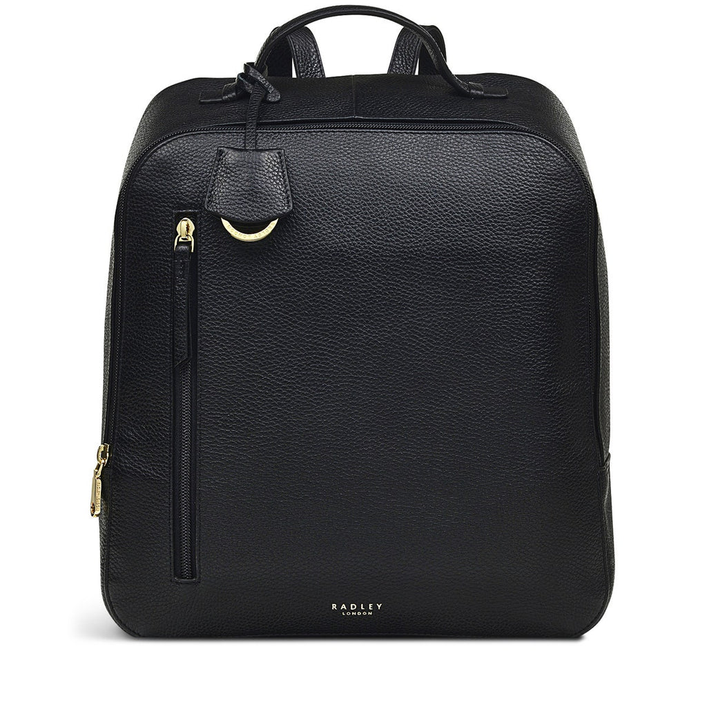 Hale Lane Leather Large Ziptop Backpack in Black - H8793001