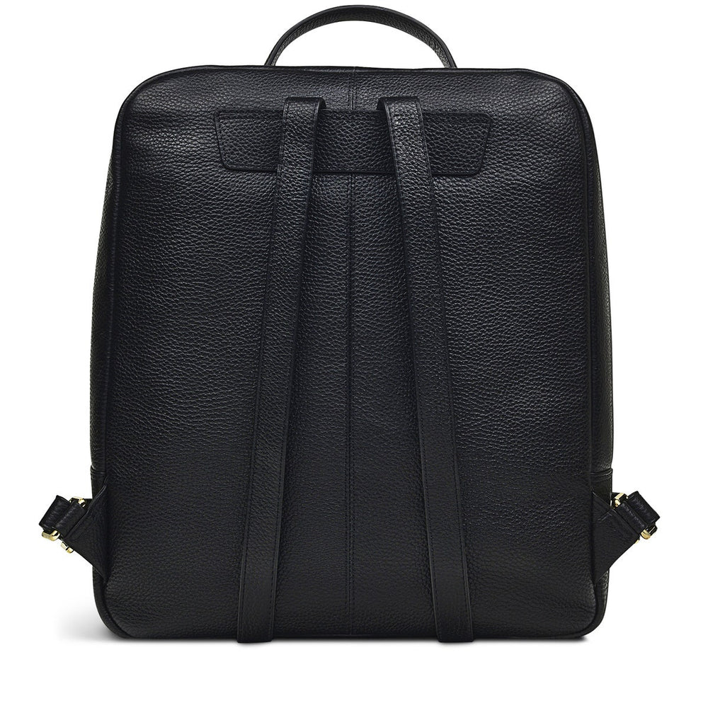 Hale Lane Leather Large Ziptop Backpack in Black - H8793001