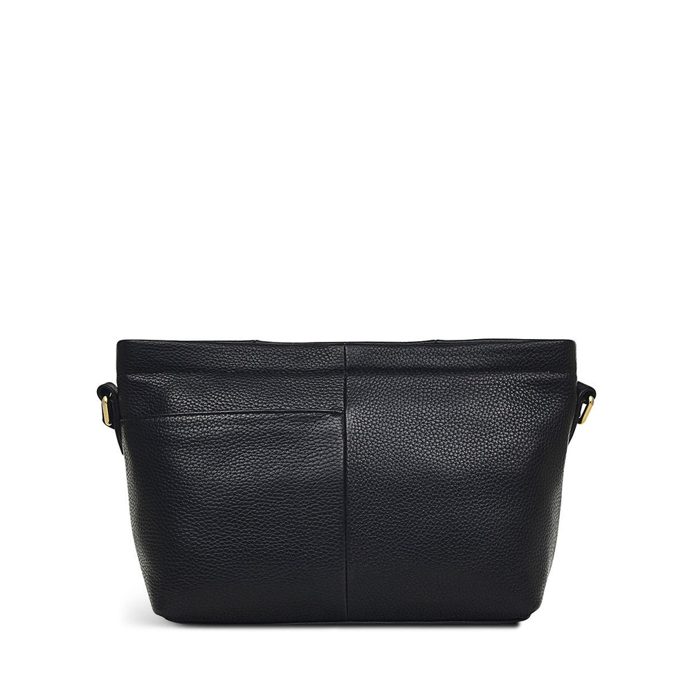Furze Lane Leather Small Ziptop Crossbody Bag in Black - H8797001