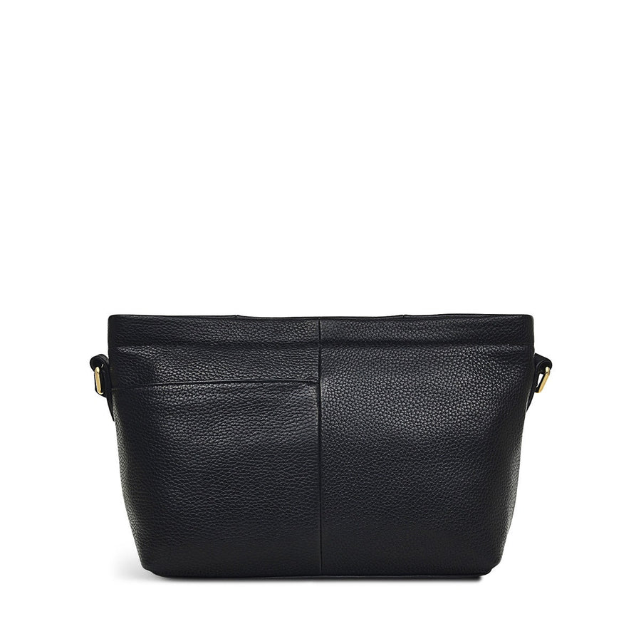 Furze Lane Leather Small Ziptop Crossbody Bag in Black - H8797001