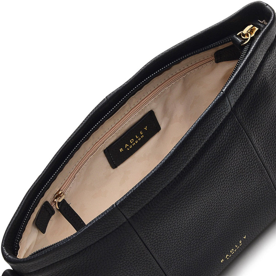 Furze Lane Leather Small Ziptop Crossbody Bag in Black - H8797001