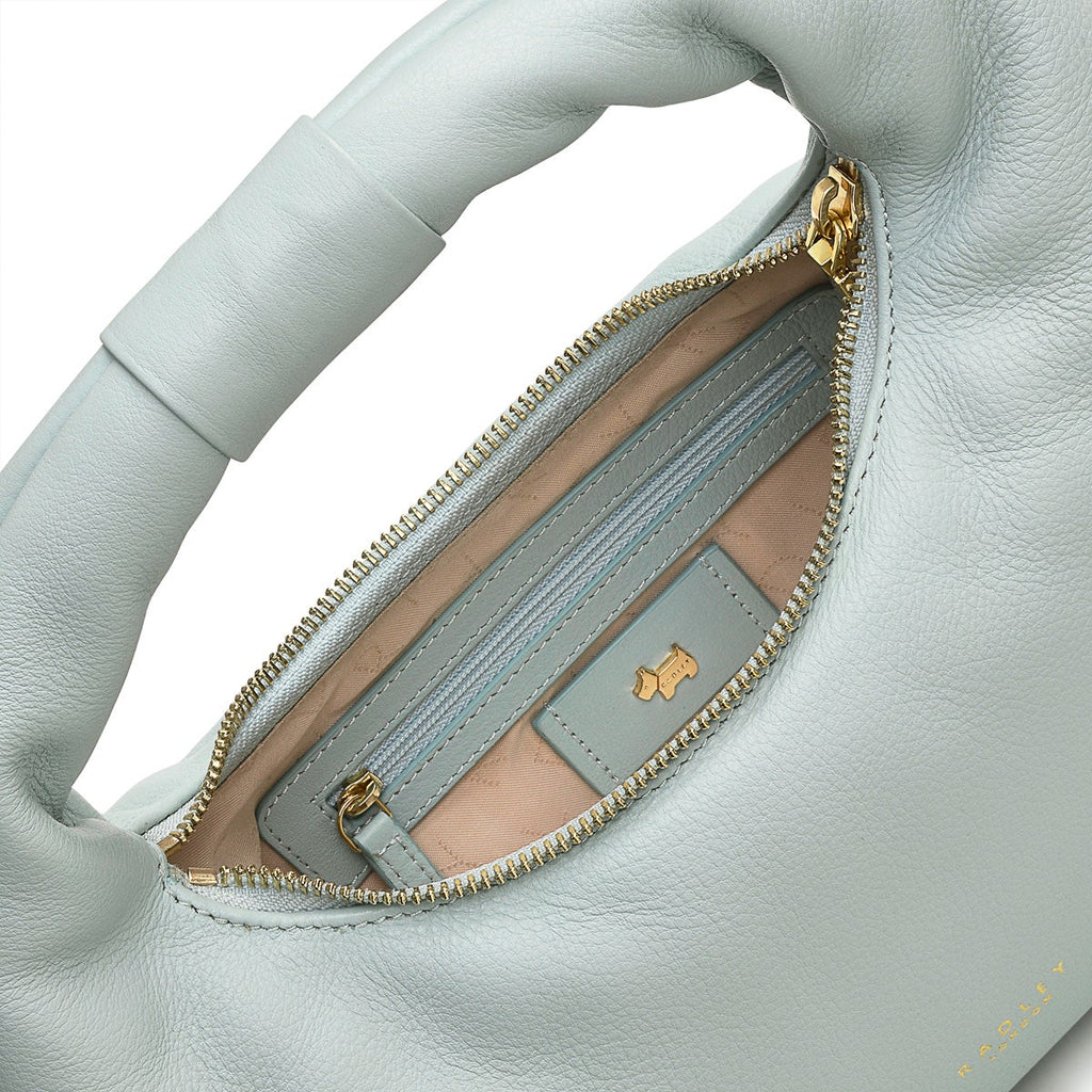 Charles Street Leather Small Ziptop Satchel Bag in Seafoam - H8823367