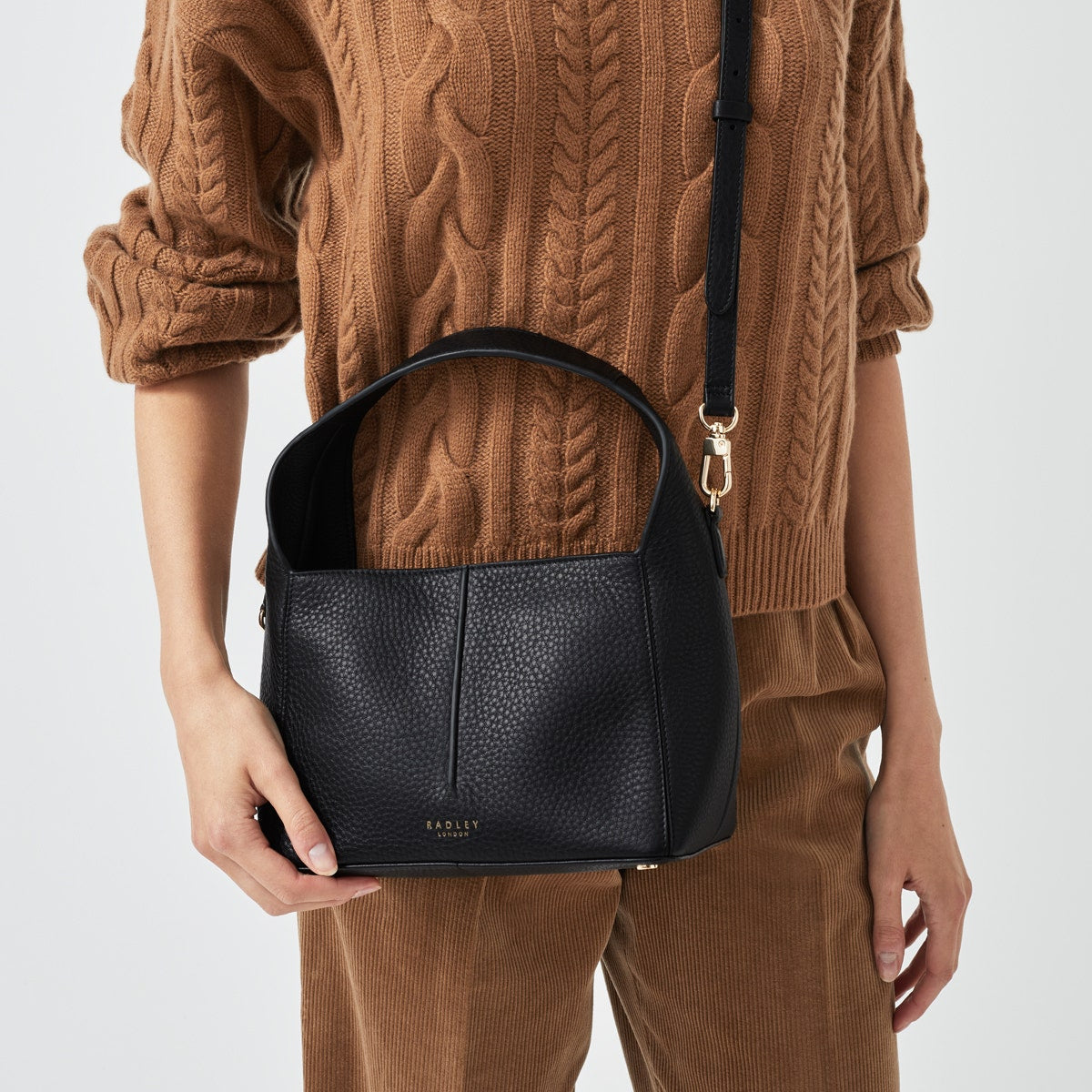 Hillgate Place Leather Medium Ziptop Satchel Bag in Black - H8827001