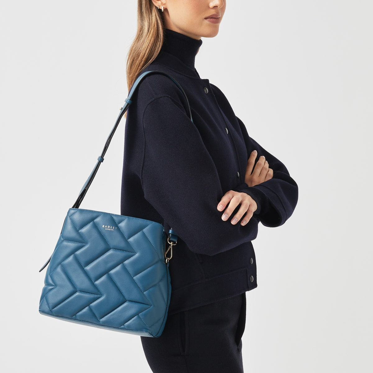 Dukes Place Leather Medium Compartment Crossbody Bag in Deepsea - H8832405