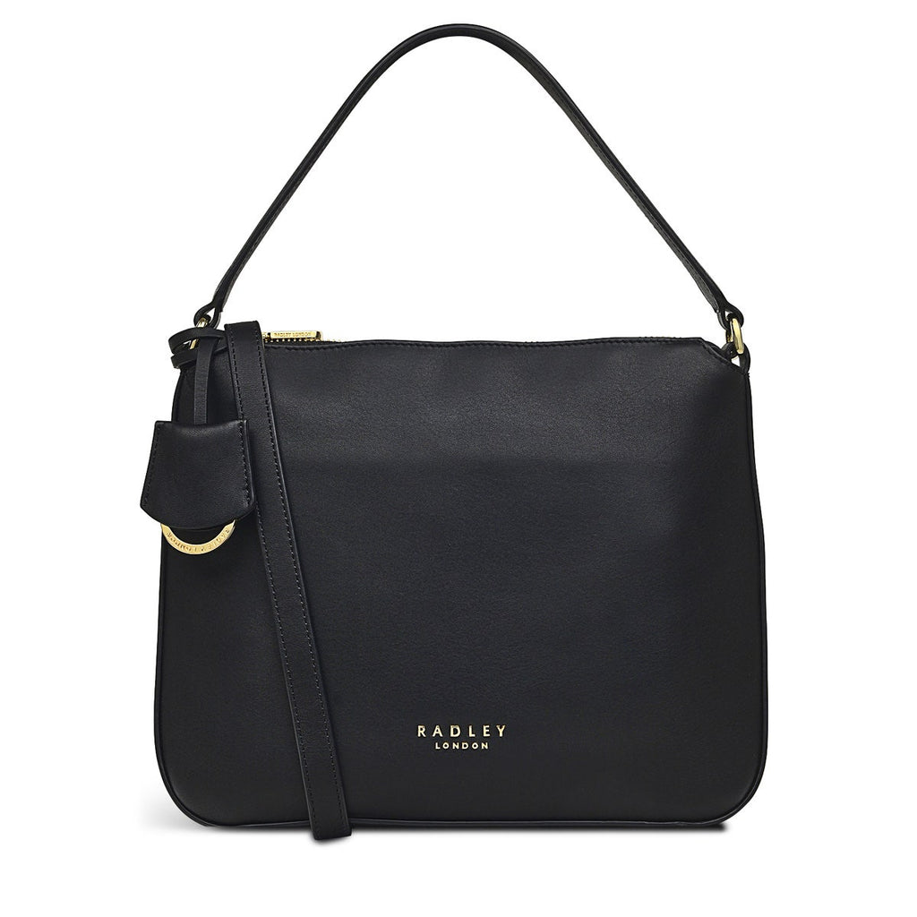 Warnham Court Leather Small Ziptop Satchel Bag in Black - H8834001