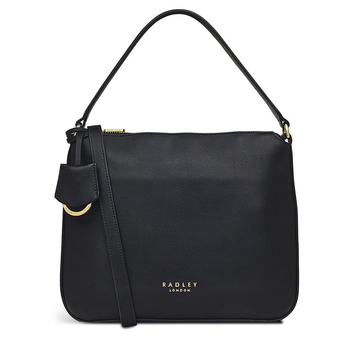 Warnham Court Leather Small Ziptop Satchel Bag in Black - H8834001