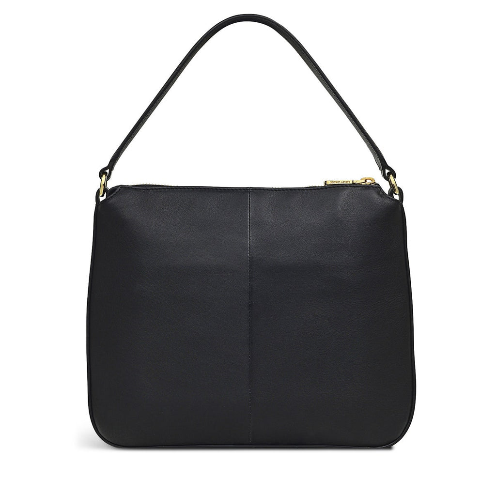 Warnham Court Leather Small Ziptop Satchel Bag in Black - H8834001