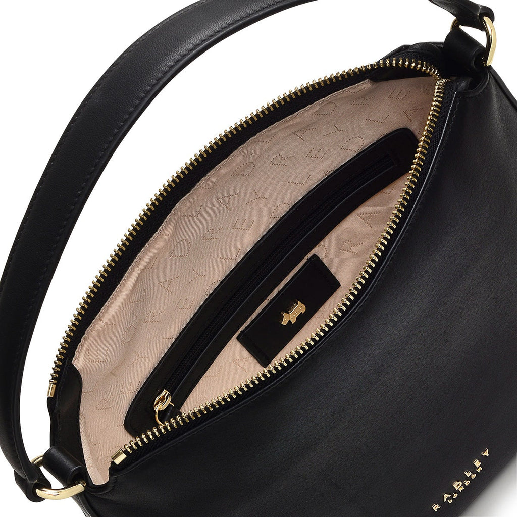 Warnham Court Leather Small Ziptop Satchel Bag in Black - H8834001