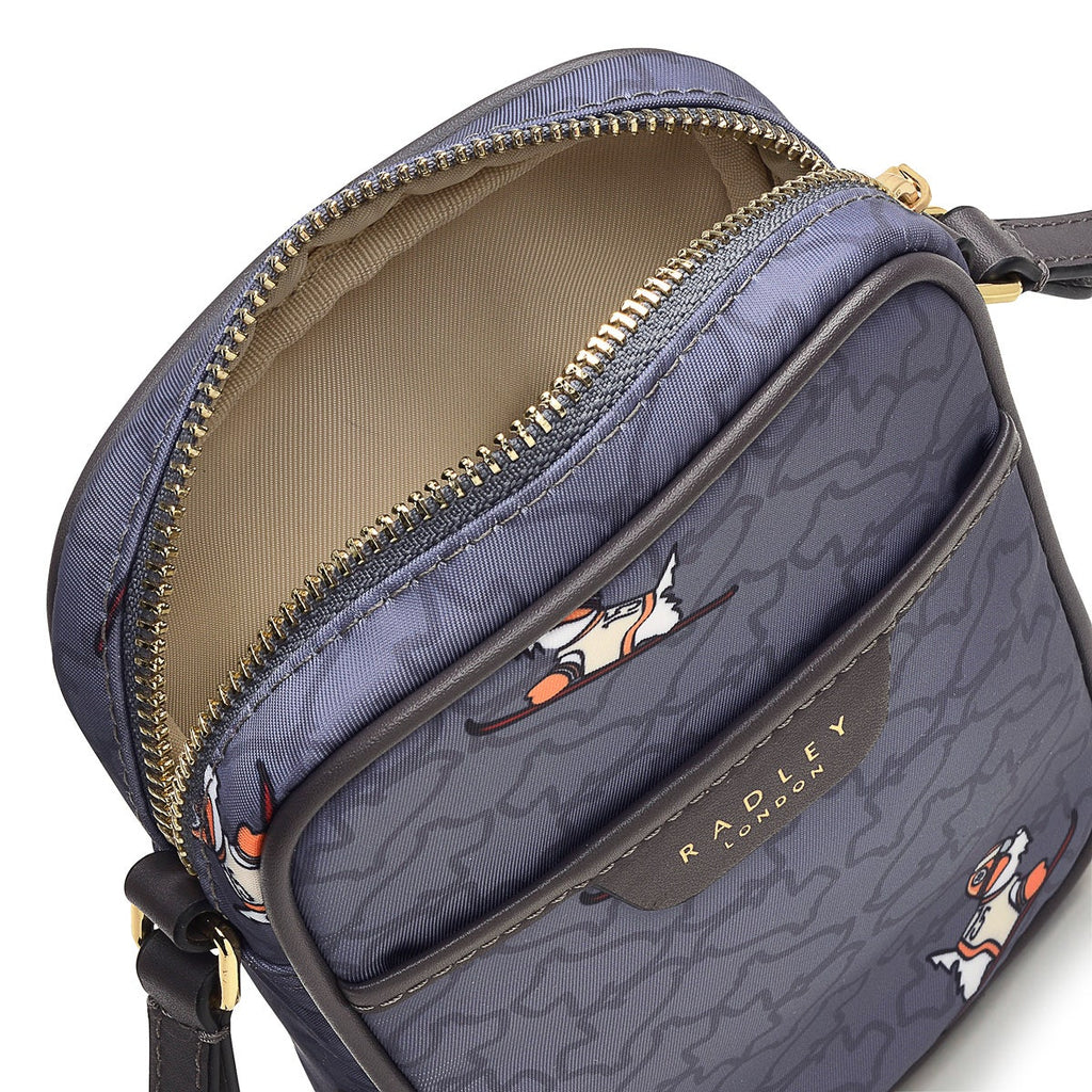 Heirloom Ski Dog Fabric Medium Phone Crossbody Bag in Cloud Burst - H8846093