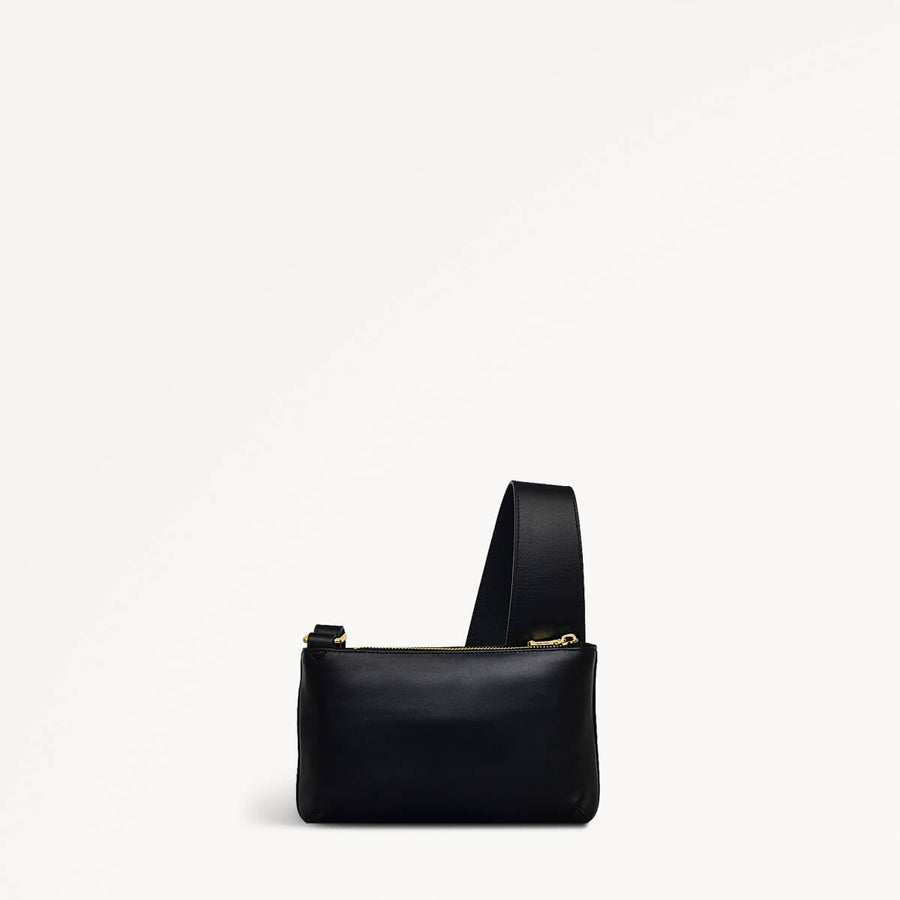 Pockets Leather Mini Ziptop Crossbody Bag in Black - H8848001