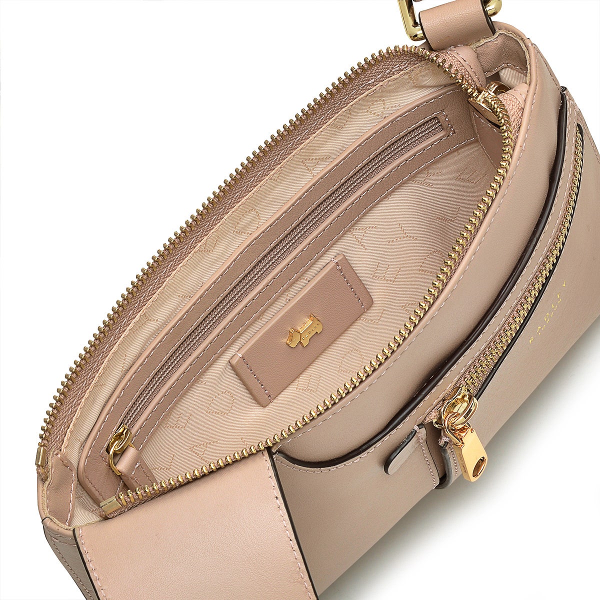 Pockets Leather Mini Ziptop Crossbody Bag in Silt - H8848266