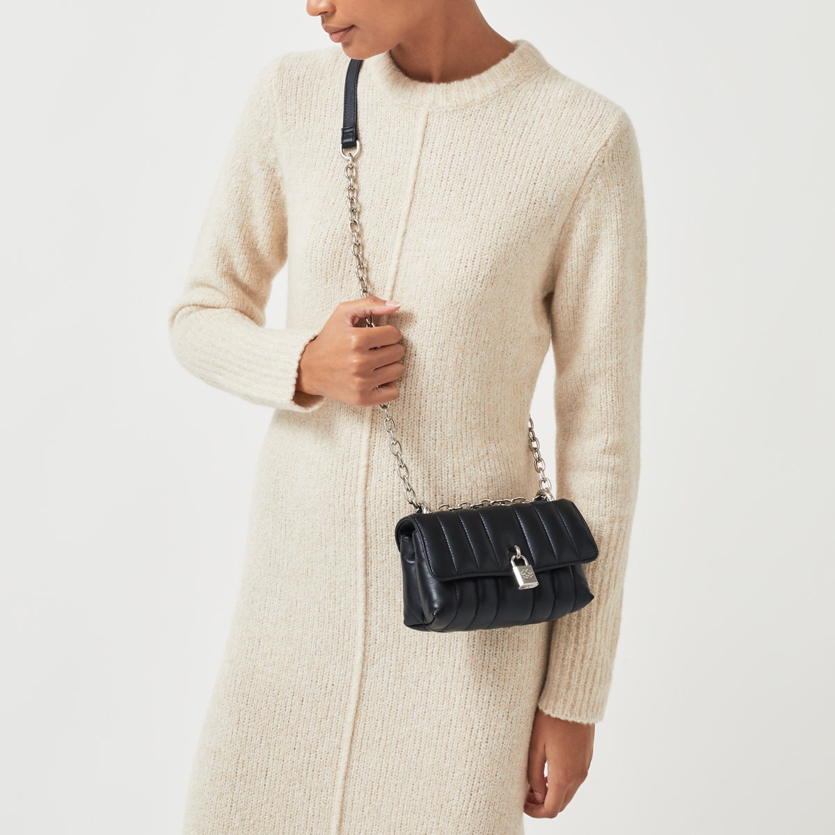 Mill Bay Leather Small Flapover Crossbody Bag in Black - H8864001