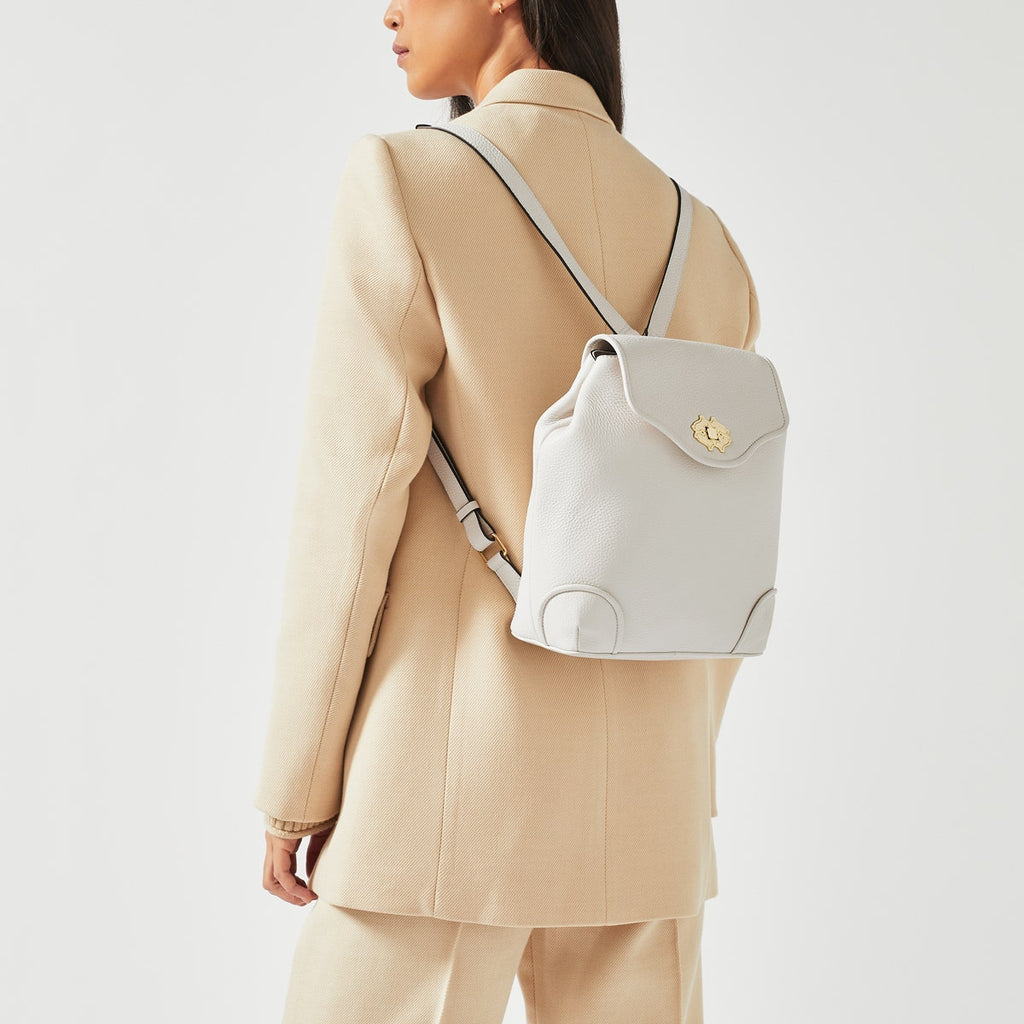 Heirloom Place Leather Medium Flapover Backpack in Chalk - H8869109