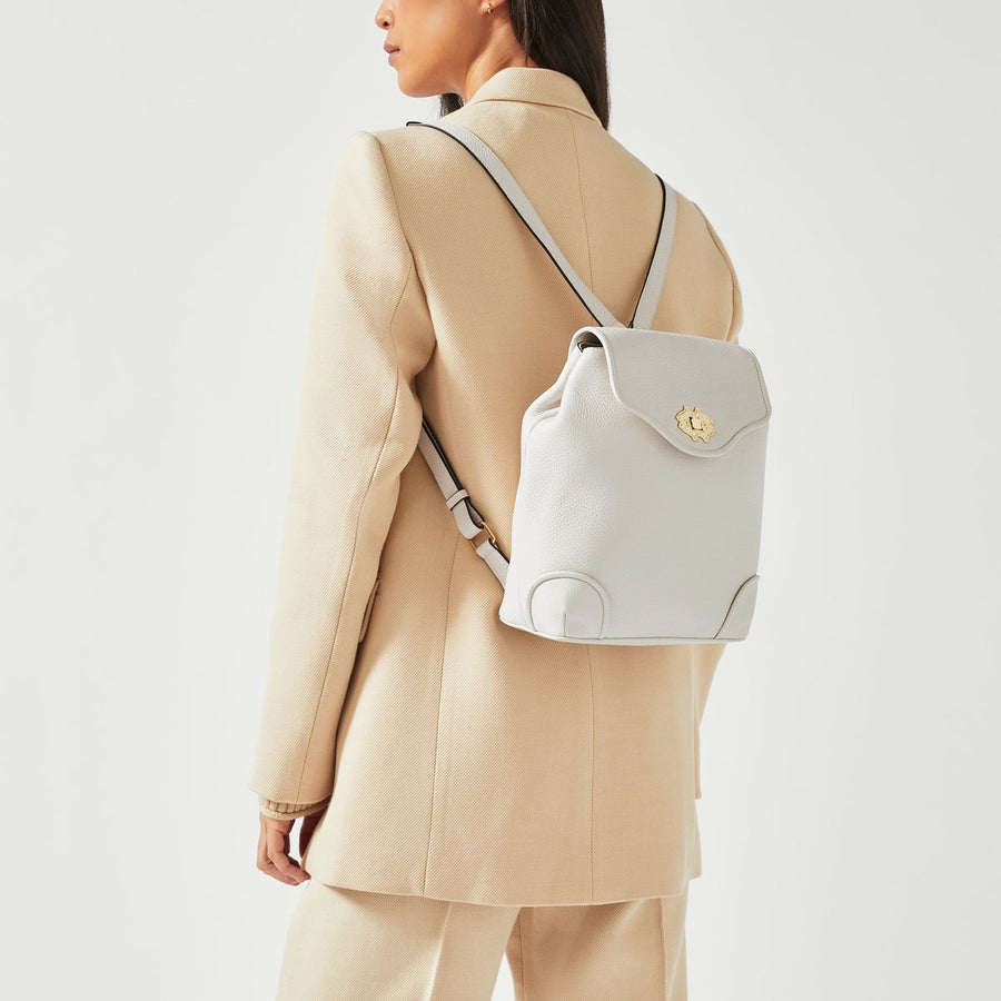 Heirloom Place Leather Medium Flapover Backpack in Chalk - H8869109