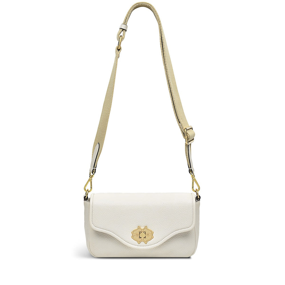 Heirloom Place Leather Medium Flapover Crossbody Bag in Chalk - H8870109