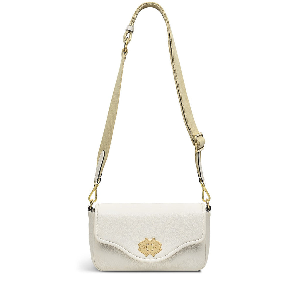 Heirloom Place Leather Medium Flapover Crossbody Bag in Chalk - H8870109