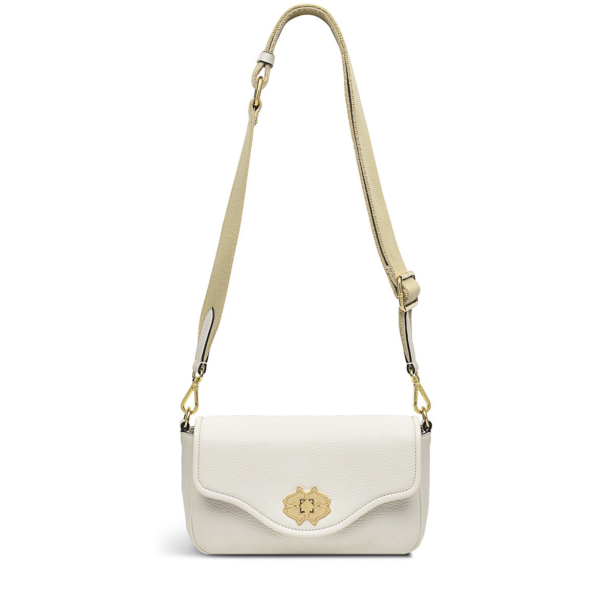 Heirloom Place Leather Medium Flapover Crossbody Bag in Chalk - H8870109