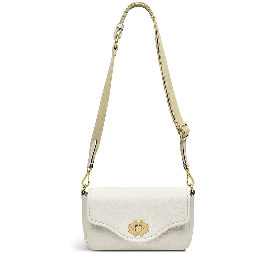 Heirloom Place Leather Medium Flapover Crossbody Bag in Chalk - H8870109