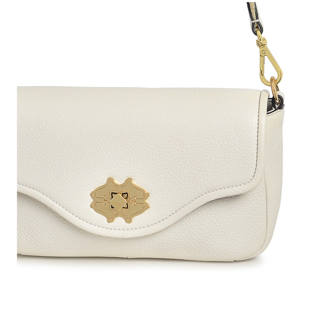 Heirloom Place Leather Medium Flapover Crossbody Bag in Chalk - H8870109