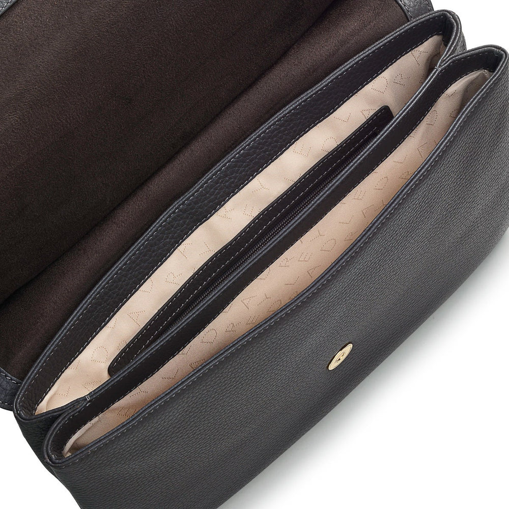 Grove Lane Leather Medium Flapover Shoulder Bag in Thunder - H8871074