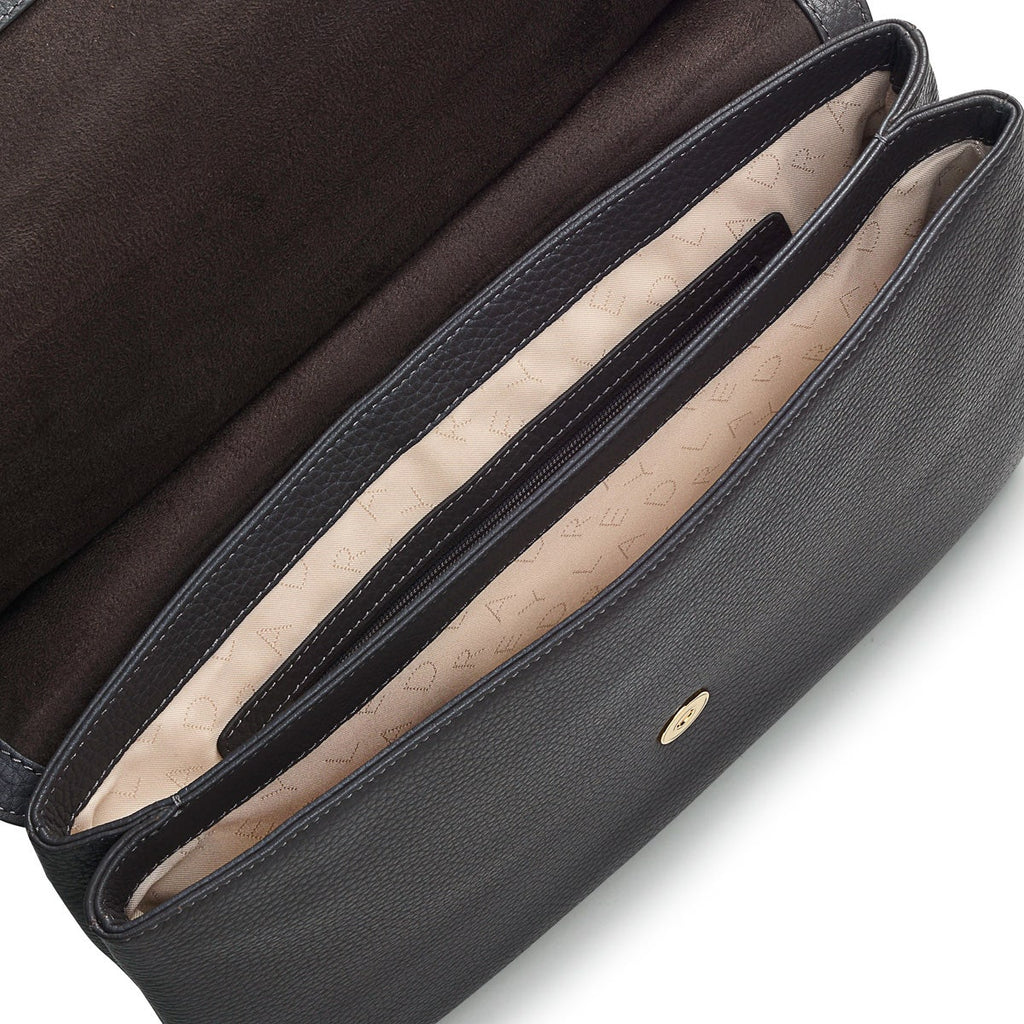 Grove Lane Leather Medium Flapover Shoulder Bag in Thunder - H8871074