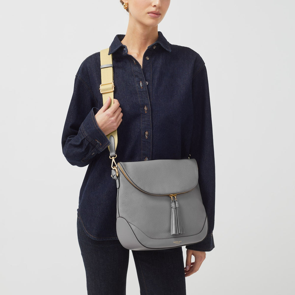 Milligan Street Leather Medium Zip Around Shoulder Bag in Cloud Burst - H8879093