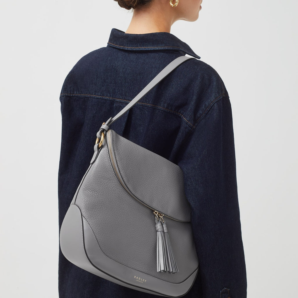 Milligan Street Leather Medium Zip Around Shoulder Bag in Cloud Burst - H8879093