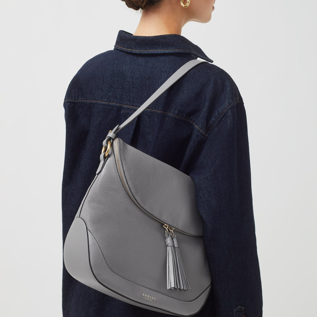 Milligan Street Leather Medium Zip Around Shoulder Bag in Cloud Burst - H8879093