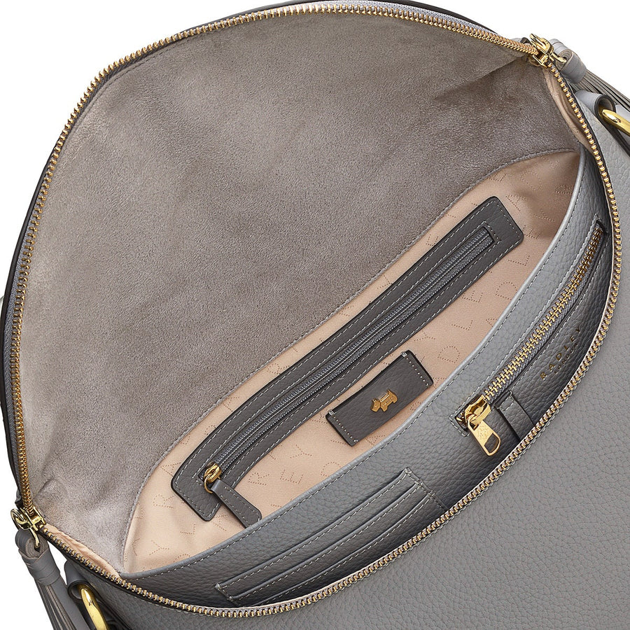 Milligan Street Leather Medium Zip Around Shoulder Bag in Cloud Burst - H8879093