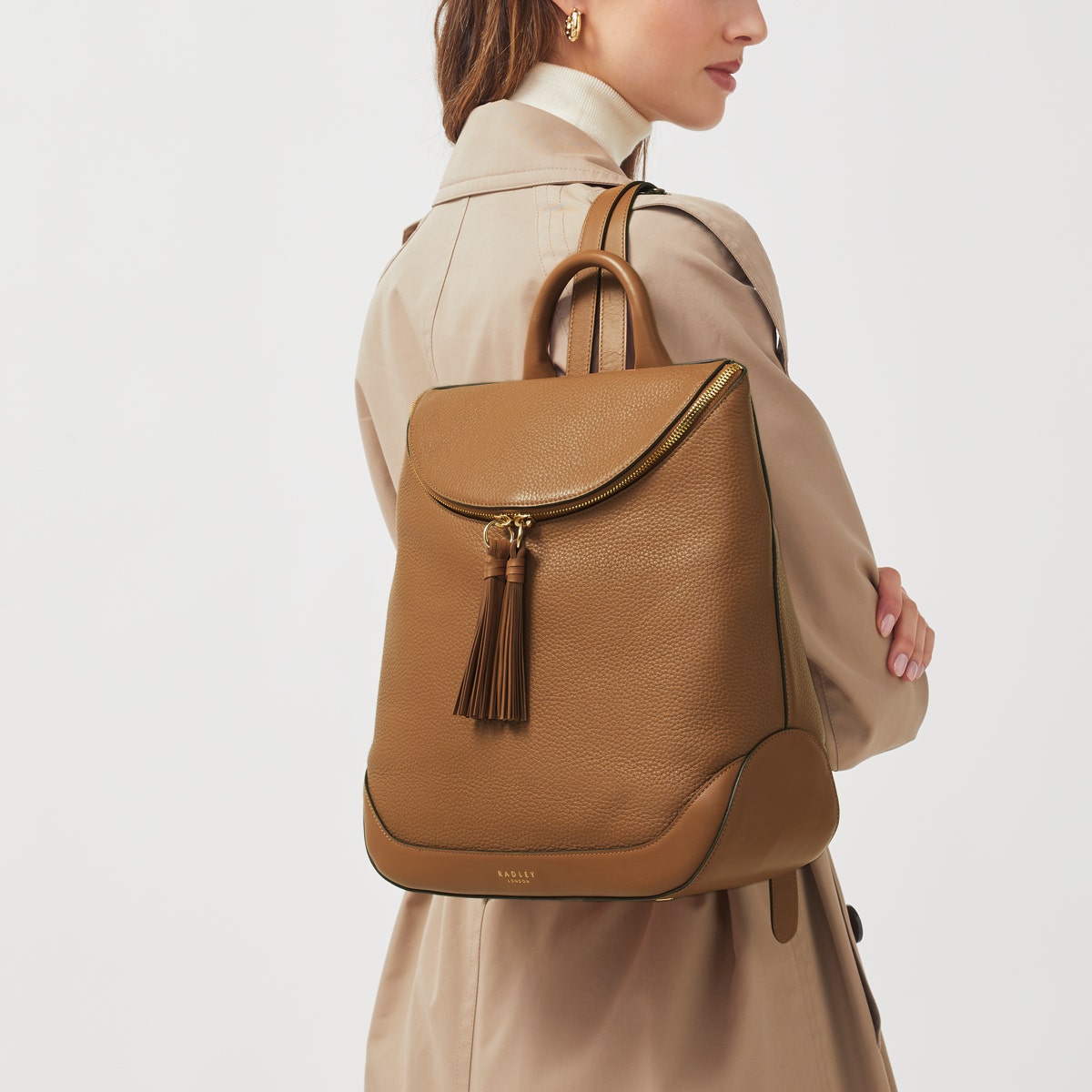 Milligan Street Leather Medium Zip Around Backpack in Butterscotch - H8951259