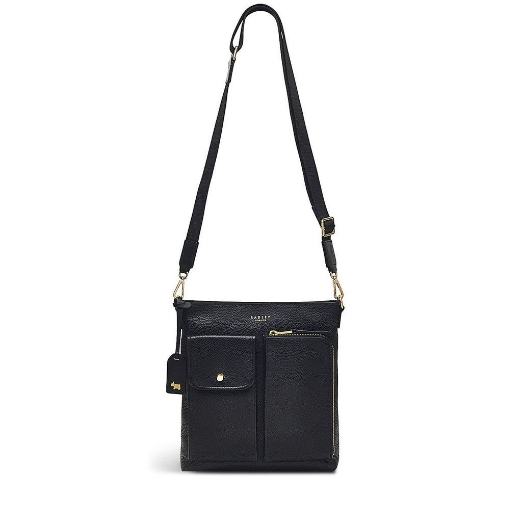 Selby Crescent Leather Small Ziptop Crossbody Bag in Black - H9052001